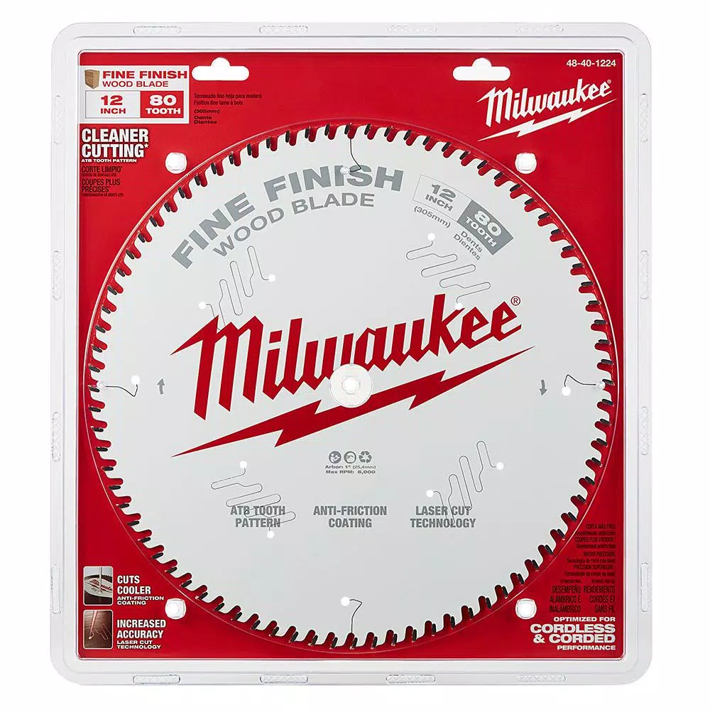 Milwaukee 12 in. 80-Tooth Fine Finish Circular Saw Blade, 1 in. Arbor