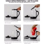 Ovente 1.5L Glass Electric Kettle with ProntoFill Technology, 1500W, Black thumbnail 2