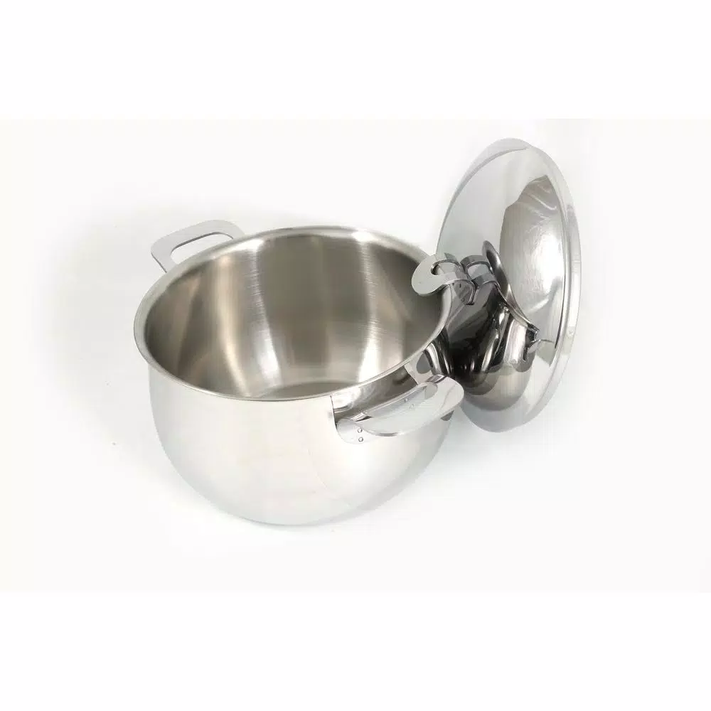 ExcelSteel Made in Italy 4 Qt Stainless Steel Stockpot Set with Sandwich Base, Induction Ready