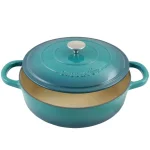 Crock-Pot Artisan 5 Qt. Enameled Cast Iron Braiser Pan with Self-Basting Lid, Teal thumbnail 2