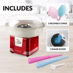 Nostalgia Retro Red Cotton Candy Maker Machine with Cones - Works with Hard Candy & Sugar-Free Candy thumbnail 12