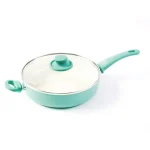 GreenLife Soft Grip 5 Qt. Aluminum Ceramic Nonstick Saute Pan with Glass Lid, Turquoise thumbnail 1
