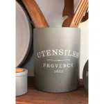 Fox Run 7 in. Slate Grey Round Cement Utensil Holder - Durable Kitchen Tool Crock thumbnail 7
