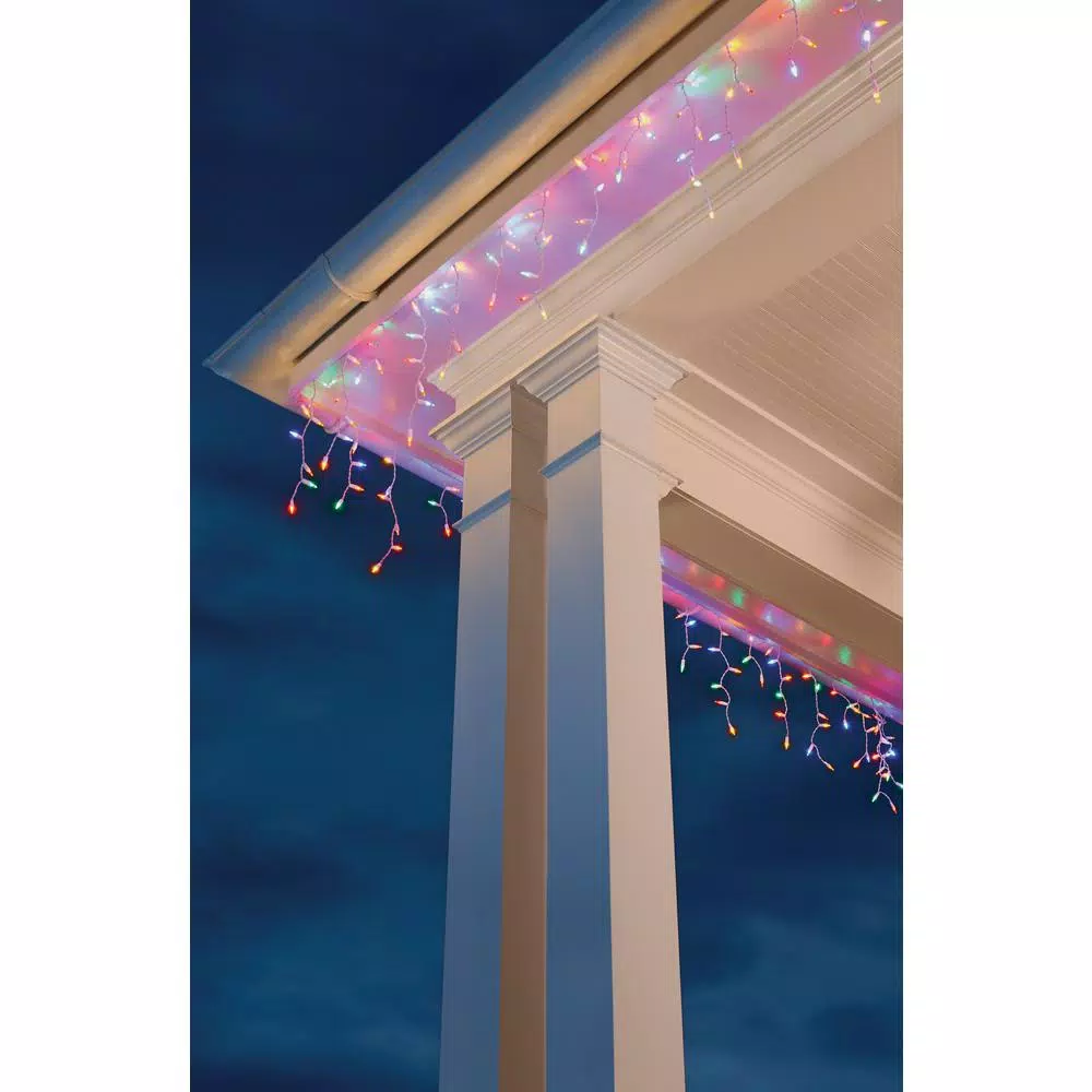 Home Accents Holiday 300-Light Multi-Color Smooth LED Mini Icicle Lights, 4-Pack Set