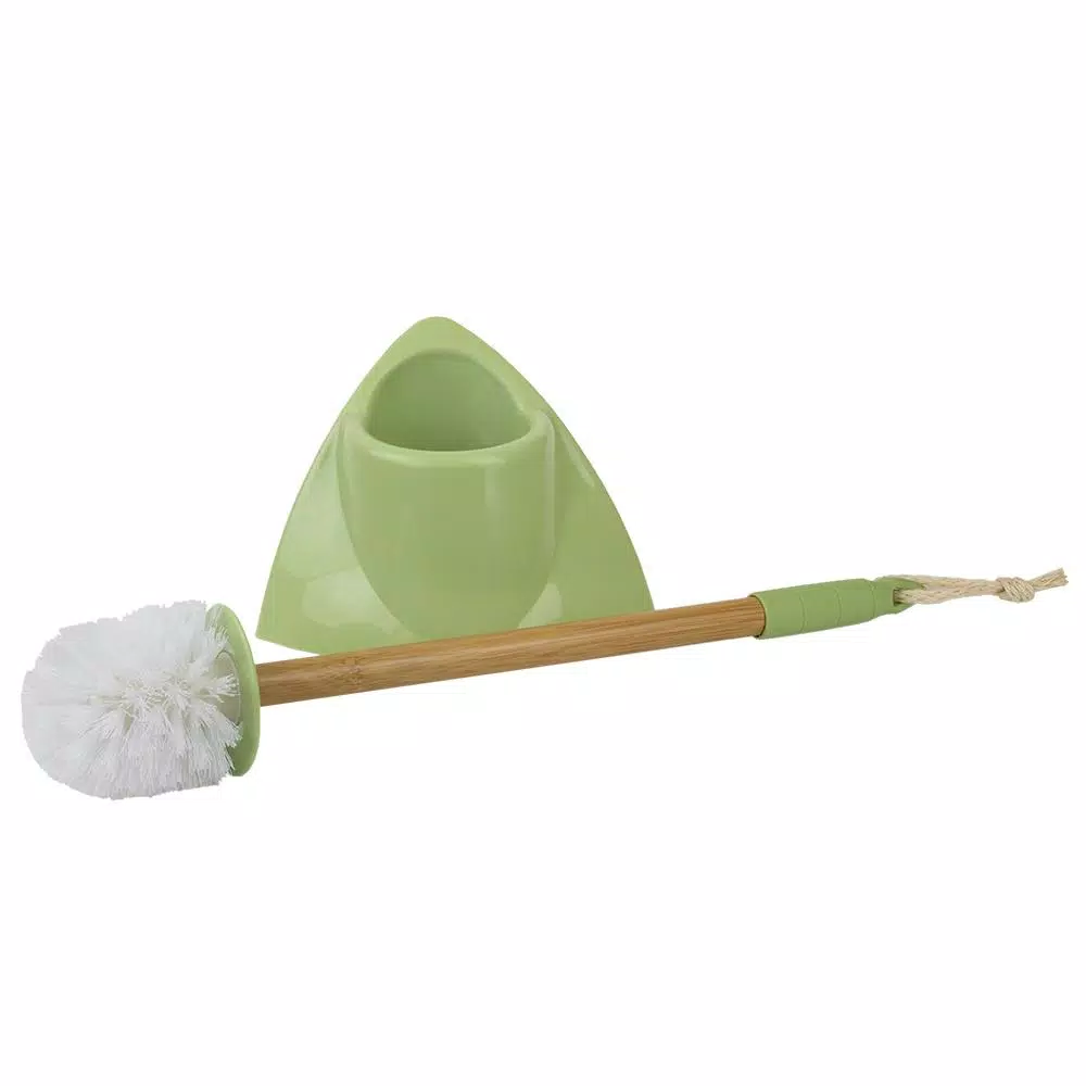 Home Basics Bliss Collection 18.25 in. Bamboo Toilet Brush and Holder Set with Nylon Bristles