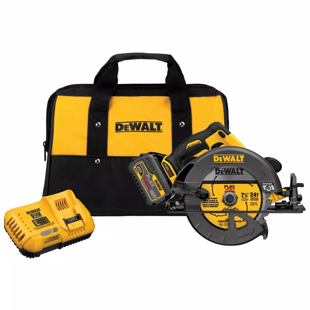 DEWALT FLEXVOLT 60V MAX Brushless 7-1/4 in. Circular Saw Kit with 6.0Ah Battery and Worksite Radio