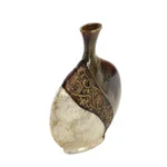 LITTON LANE 14 in. Mediterranean Ceramic and Capiz Shell Urn Vase - Brown and Gold thumbnail 5