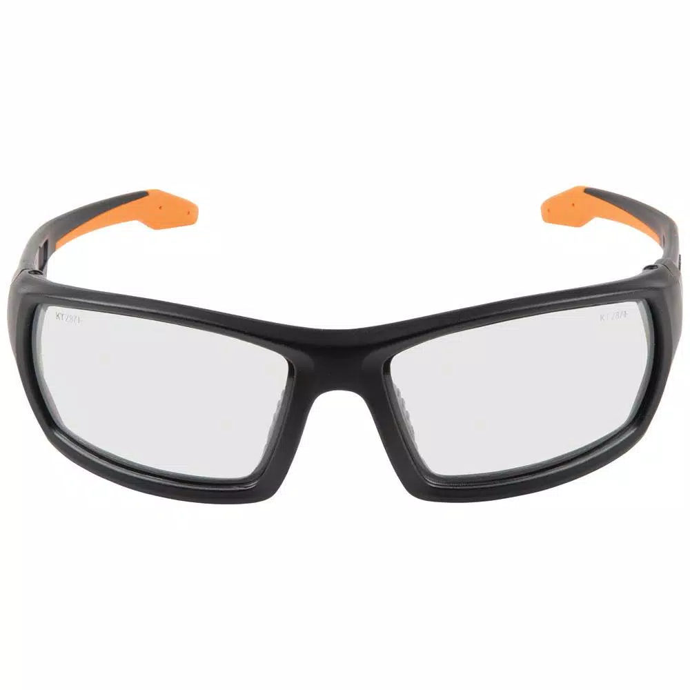 Klein Tools Professional Safety Glasses, Clear Polycarbonate Lens, Black/Orange Frame