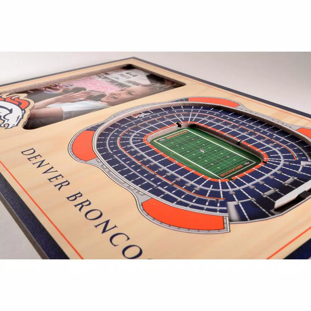 YouTheFan NFL Denver Broncos StadiumView 3D Picture Frame - 4x6 Wood Grain Photo Frame