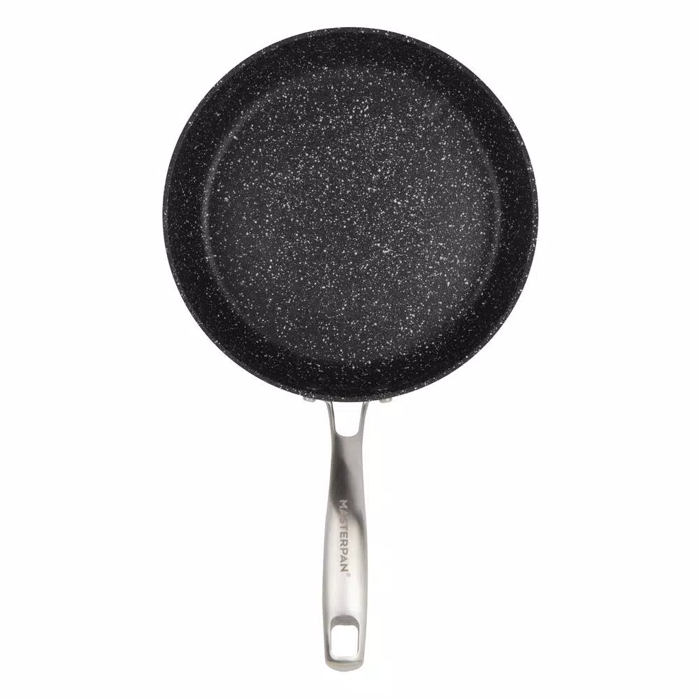 MasterPan Granite Ultra 11 in. Cast Aluminum Nonstick Ceramic Frying Pan, Black Marble