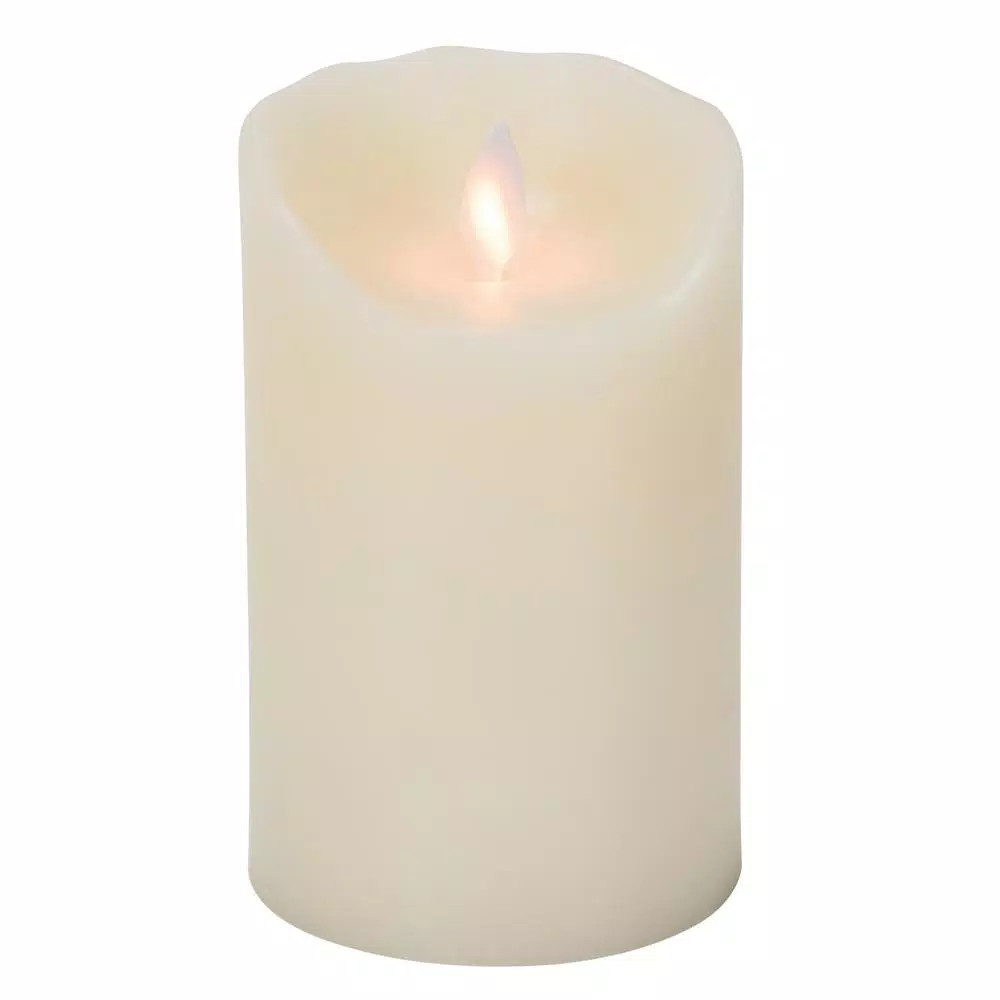 Unbranded Ivory Moving Pillar Flame Flameless Wax LED Candle with Timer