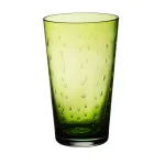 Abigails Rain Drop Green Highball Glass Set of 4 - Hand-Blown Bubble Glassware thumbnail 1