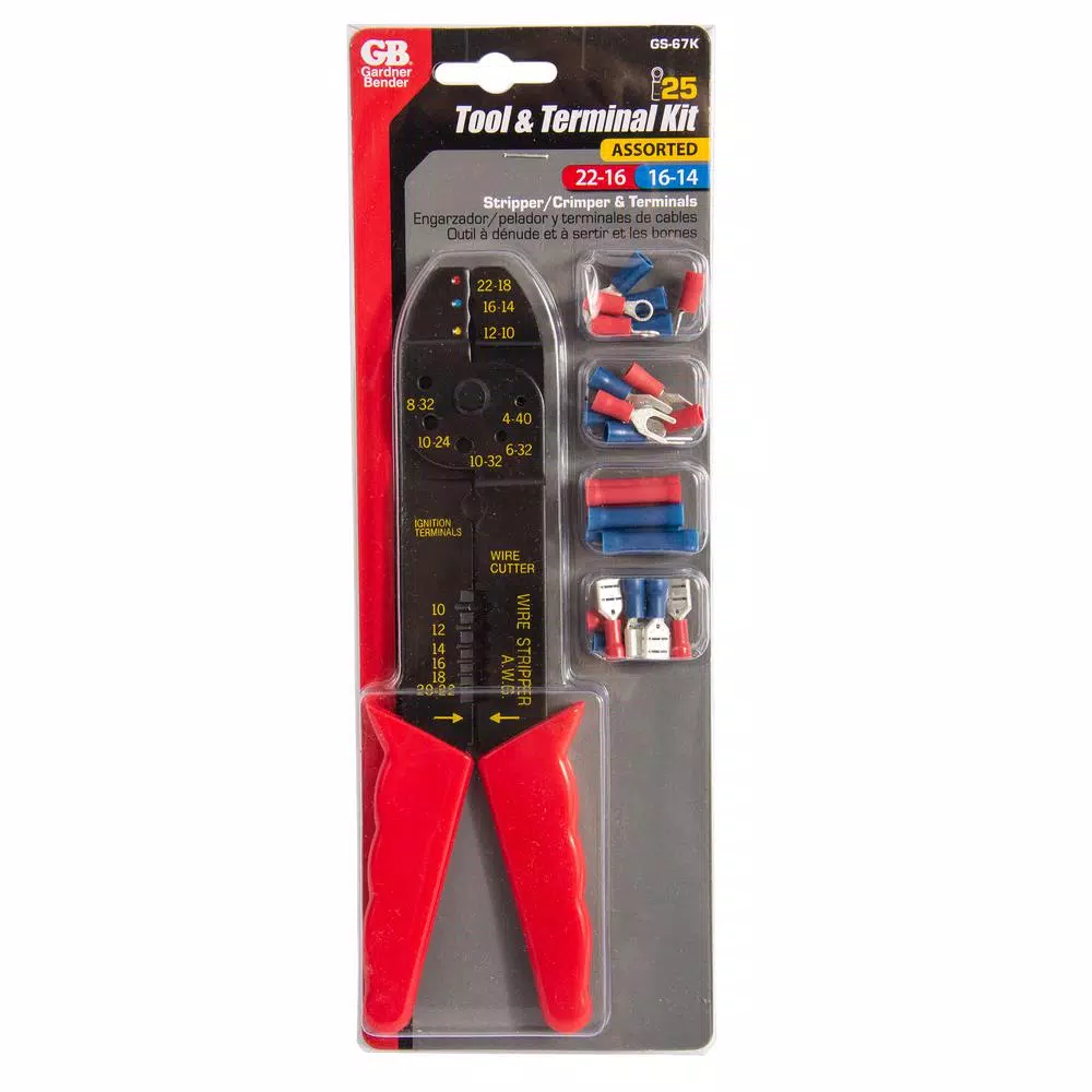 Gardner Bender Terminal and Crimping Tool Kit with 24-Piece Insulated Terminal Set