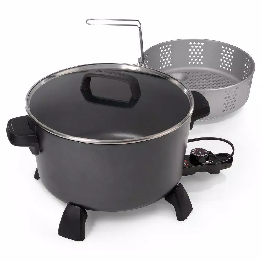 Presto 10 Qt. Black Kitchen Kettle XL Multi-Cooker and Deep Fryer with Tempered Glass Cover