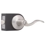 Toledo Fine Locks Satin Nickel Privacy Lever Set - Wave Style Interior Door Handle thumbnail 1
