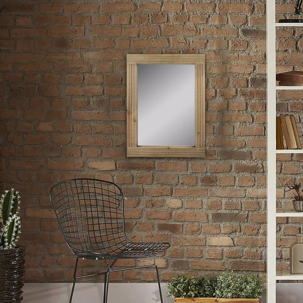 Stonebriar Collection Stonebriar Rectangle Worn Wood Wall Mirror, Brown Wood Frame, 18.11 x 24.16 in
