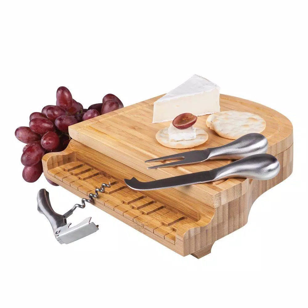 Legacy Picnic Time Piano Cheese Board and Tools Set - Bamboo Baby Grand Piano Design