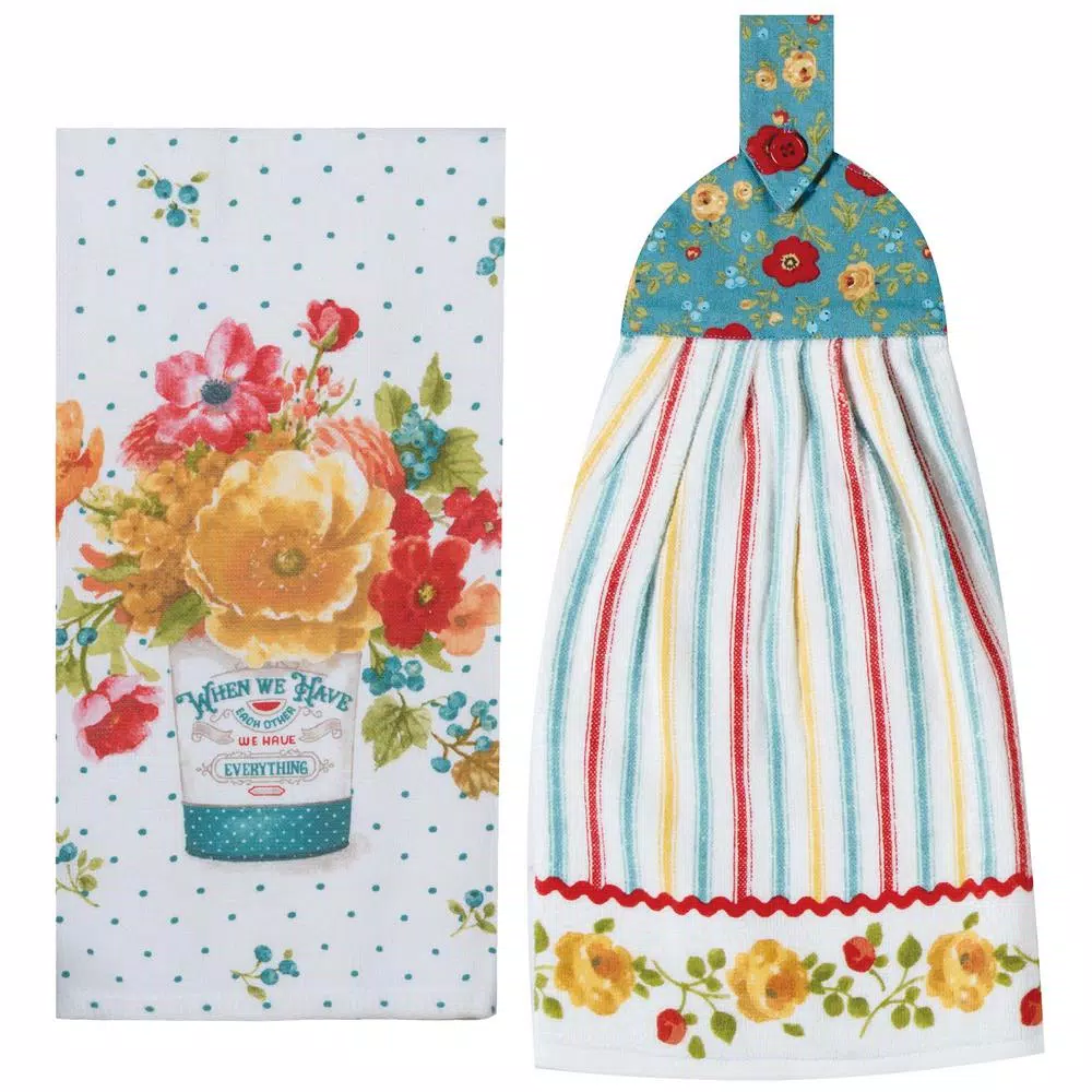 Kay Dee Lisa Audit Country Cotton Fresh Kitchen Textile Set of 4 - Floral Watercolor Design
