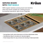 Kraus Workstation Kitchen Sink Accessory Set with Bamboo Serving Board and 6 Stainless Steel Prep Bowls thumbnail 7