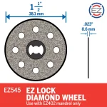 Dremel EZ Lock 1-1/2 in. Diamond Tile Cutting Wheel for Ceramic and Floor Tile thumbnail 3