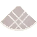 VHC Brands 55 in. Grey Margot Farmhouse Christmas Tree Skirt with Diamond Lace and Chambray thumbnail 3