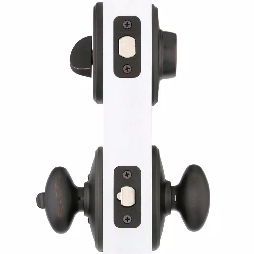 Schlage Wakefield Aged Bronze Single Cylinder Deadbolt and Siena Entry Door Knob Combo Pack