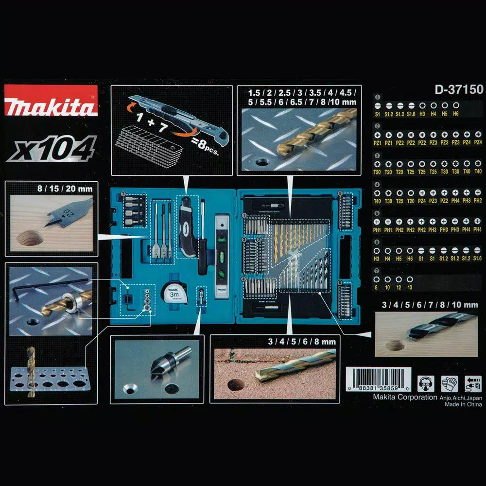 Makita 104-Piece Metric Bit and Hand Tool Set with HSS-TIN Drill Bits