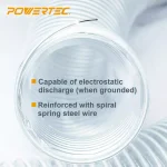 POWERTEC 2-1/2 in. x 50 ft. Flexible PVC Dust Collection Hose with 2 Stainless Steel Clamps, Clear thumbnail 5