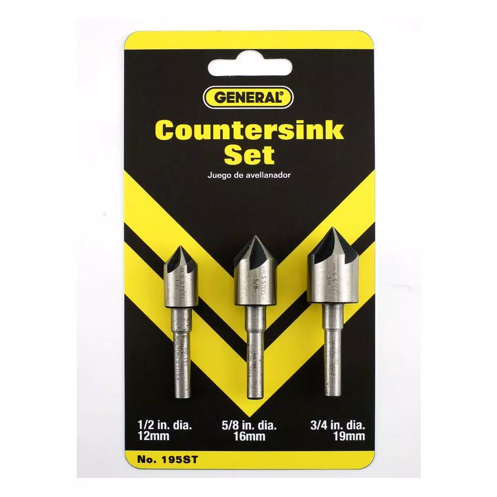 General Tools High-Speed Steel 3-Piece Countersink Bit Set (1/2 in., 5/8 in., 3/4 in.)