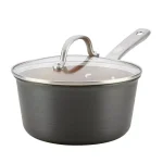 Ayesha Curry Home Collection 3 Qt. Hard-Anodized Aluminum Nonstick Saucepan with Glass Lid, Charcoal Gray thumbnail 1