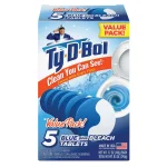 Ty-D-Bol Blue Bleach Toilet Bowl Cleaning Tablets, 10-Pack of 5-Tablet Value Packs thumbnail 1