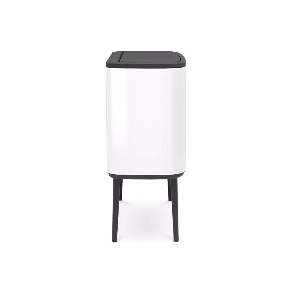 Brabantia Bo 9 Gallon Dual Compartment White Steel Rectangular Touch Bin with Removable Buckets