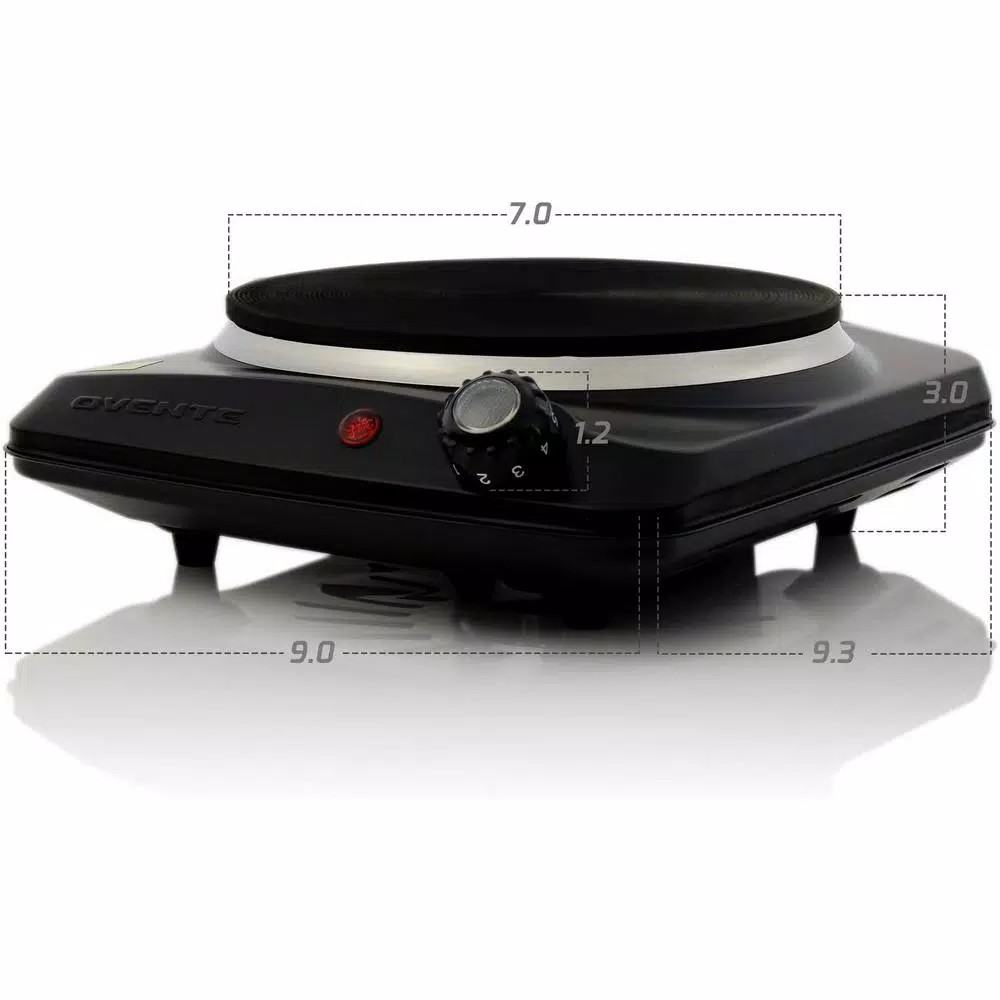 Ovente 1000W Single Burner Hot Plate, 7-in. Cast-Iron Infrared Ceramic Glass Electric Burner with Temperature Control