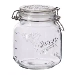 Unbranded 34 oz. Mason Embossed Glass Preservative Jars with Wire Clasp Lid (Set of 2) thumbnail 2