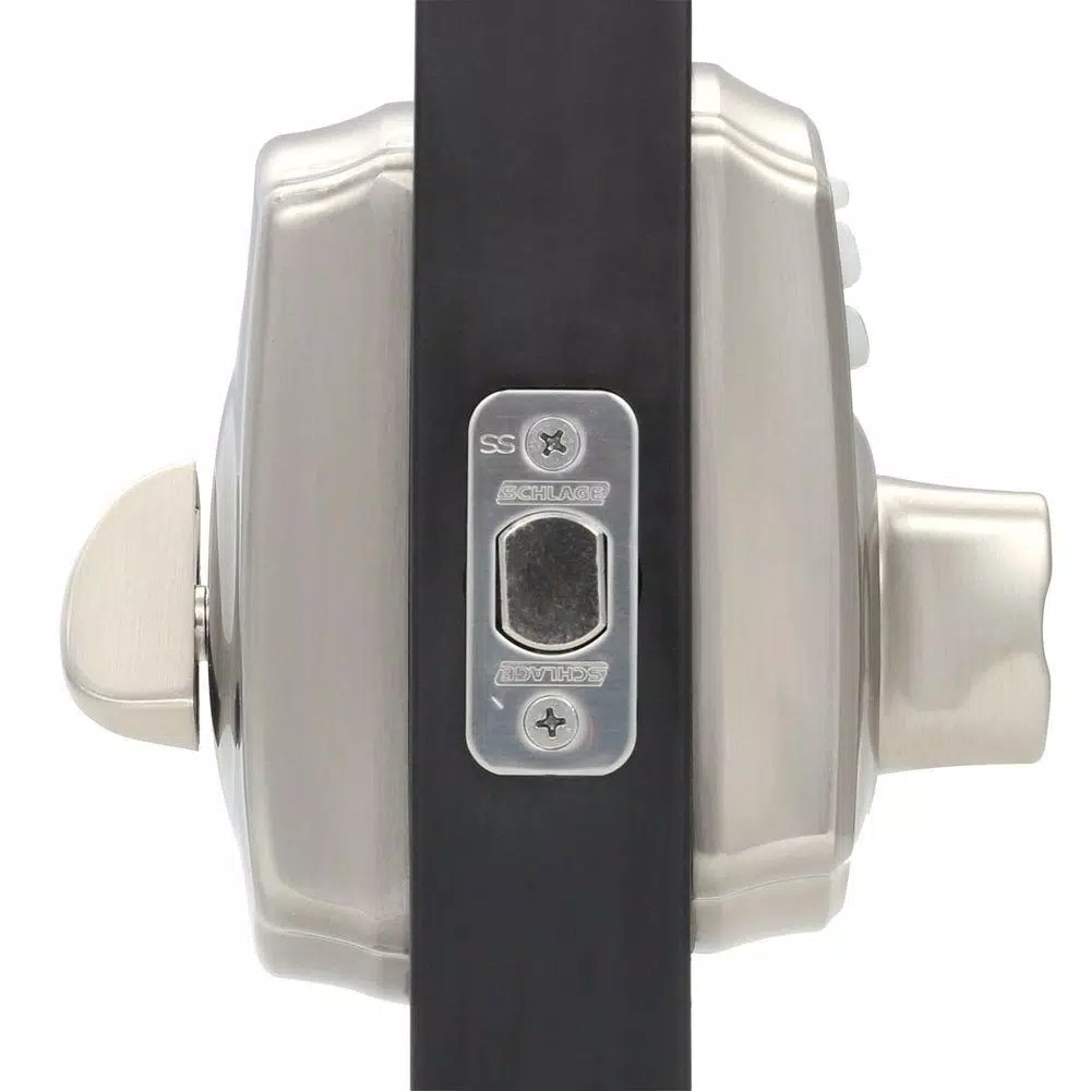 Schlage Camelot Satin Nickel Keypad Electronic Deadbolt and Georgian Knob Set