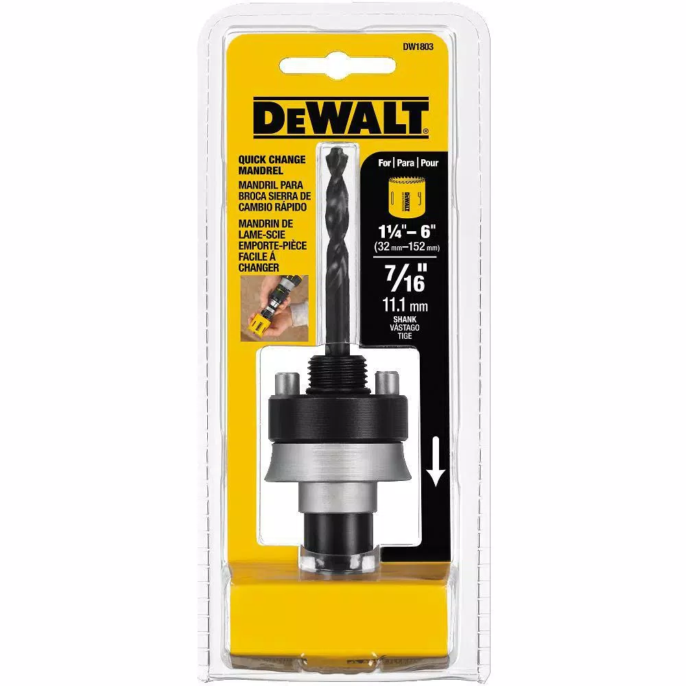DEWALT 7/16 in. Shank Quick Change Mandrel for 1-1/4 in. to 6 in. Hole Saws