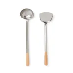 Fox Run Lotus Series 17 in. Chuan Spatula and Hoak Soup Ladle Set, Stainless Steel with Wood Handles thumbnail 4