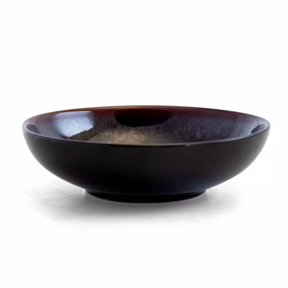 Elama Midnight Beach 16-Piece Metallic Black Stoneware Dinnerware Set, Service for 4