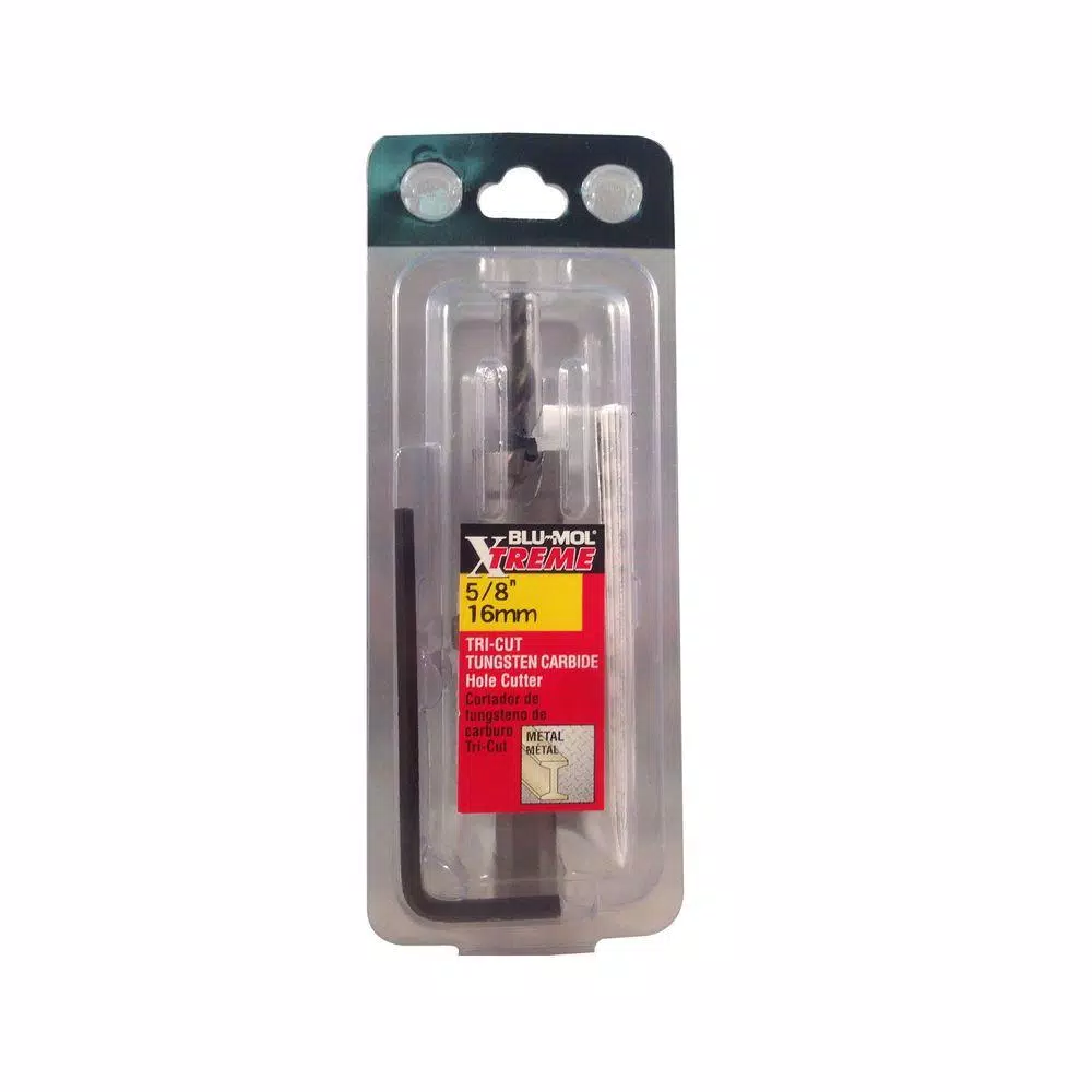 BLU-MOL Xtreme Tri-Cut Tungsten Carbide Hole Cutter, 5/8 in.