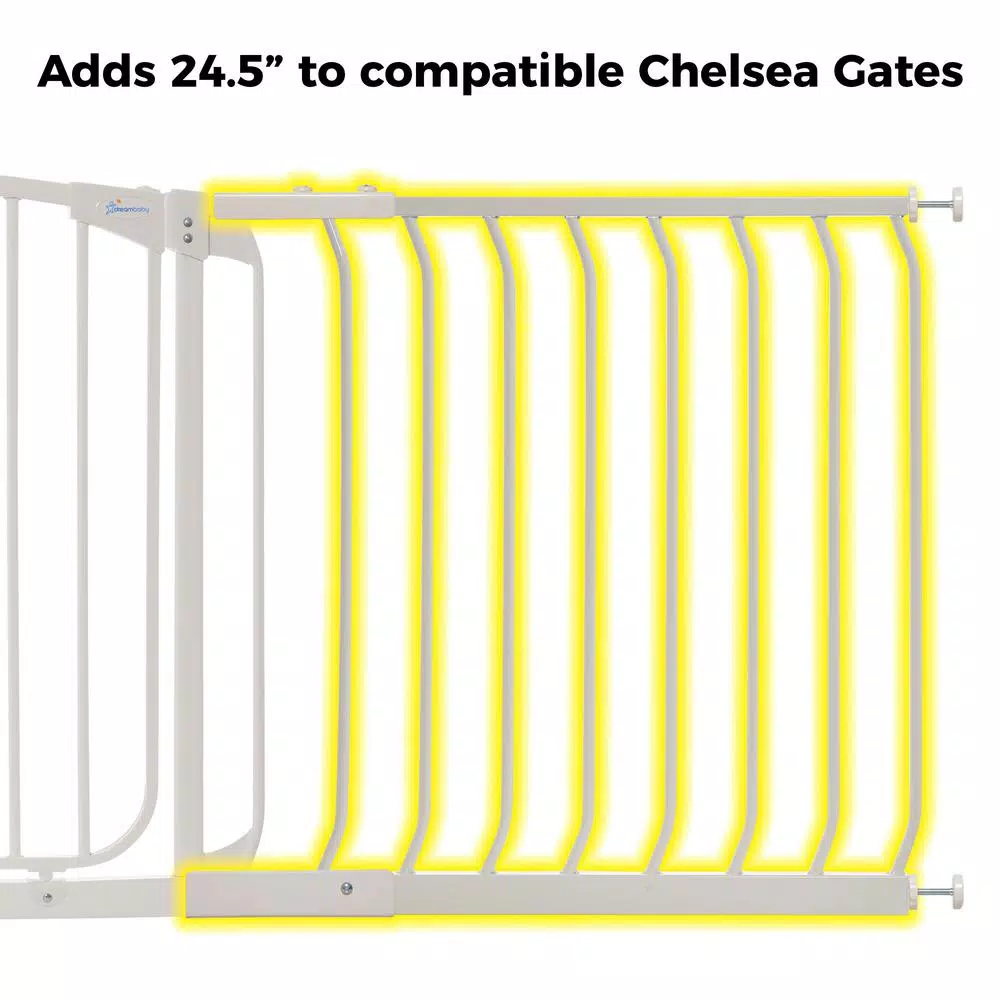 Dreambaby 24.5 in. Gate Extension for Chelsea Standard Height Child Safety Gates, White