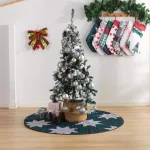 Country Living 48 in. Christmas Carol Plaid and Star Quilted Tree Skirt, Navy and Green thumbnail 4