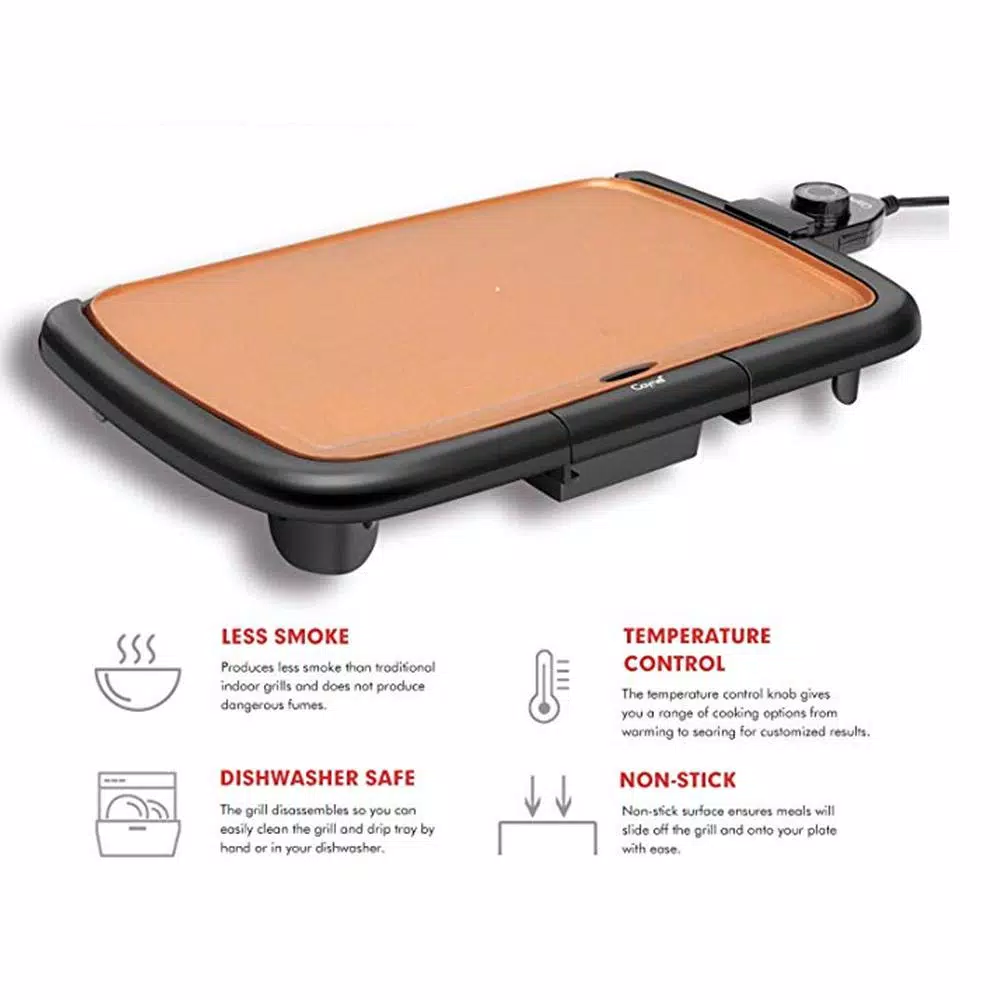 Boyel Living 1200W Nonstick Electric Griddle and Skillet with Adjustable Thermostat, Copper
