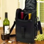 Unbranded NY Black Insulated 2-Bottle Wine Tote Bag with Corkscrew thumbnail 3