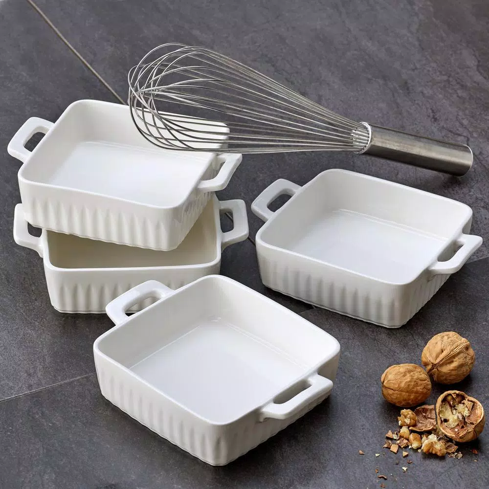 Over and Back Nolita Small Porcelain Baker Dishes, Set of 4, White