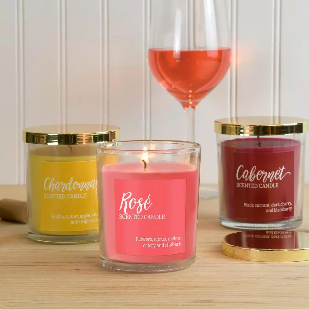 LUMABASE Wine Collection Scented Candle Set - 3 Pack Luxury Fragrance Jars