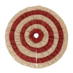 Glitzhome 48 in. Faux Burlap Christmas Tree Skirt - Red and Brown Striped Holiday Decor thumbnail 1
