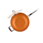 MasterPan Original Copper Pan 12 in. Non-Stick Ceramic Wok with Tempered Glass Lid thumbnail 3