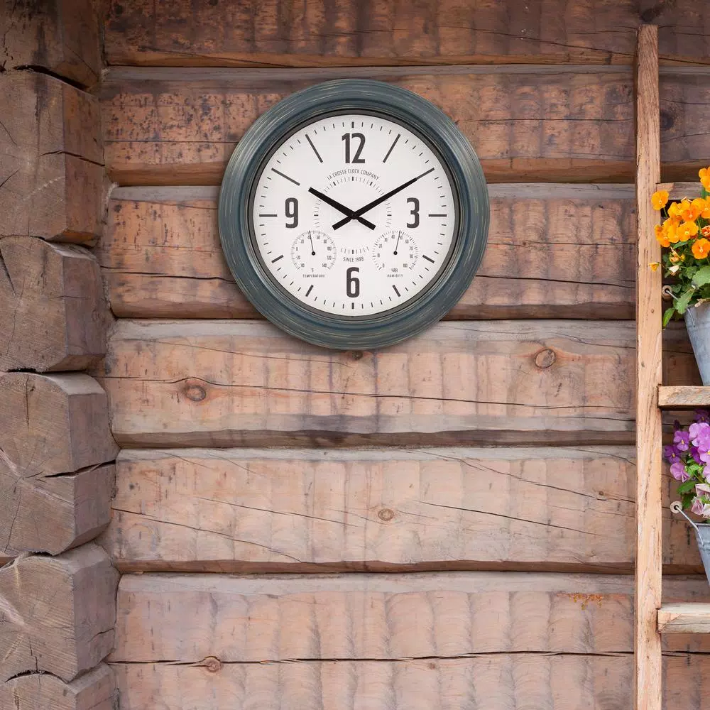 La Crosse Technology La Crosse Clock Company 18 in. Hamilton Metal Analog Quartz Indoor/Outdoor Wall Clock
