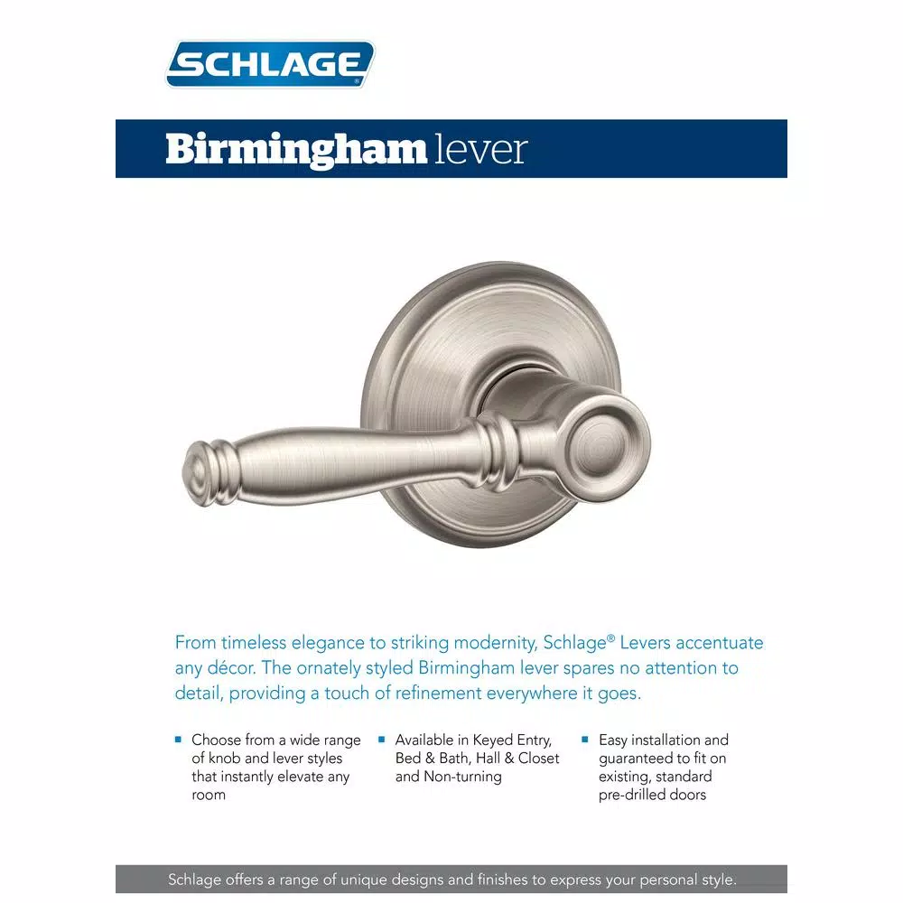Schlage Birmingham Aged Bronze Privacy Lever for Bedroom and Bathroom Doors
