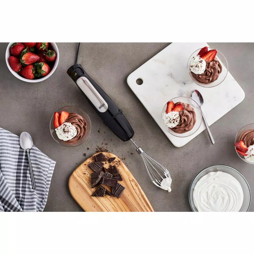 Braun MultiQuick MQ7025X SmartSpeed Immersion Hand Blender with 1.5-Cup Food Processor, Whisk, and Beaker